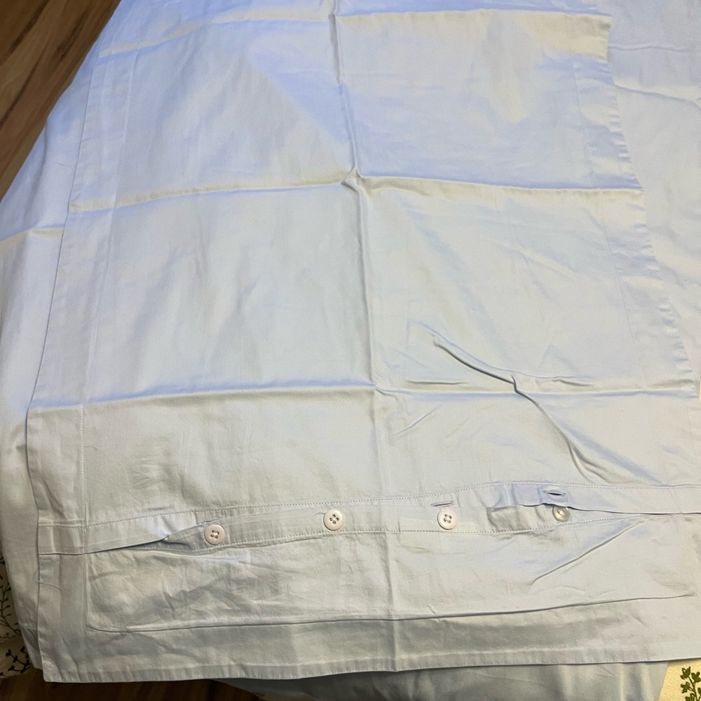 St. Geneve king sheet set and duvet cover in pale blue. 600 thread count.